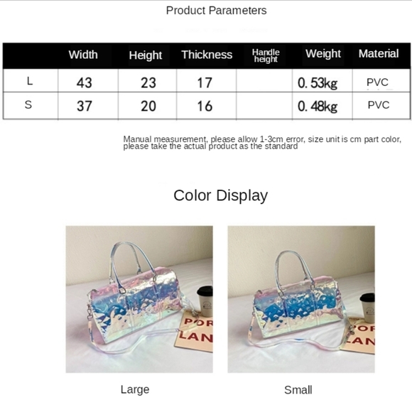 Holographic Women Handbag Transparent Travel Bag - Picture 13 of 16